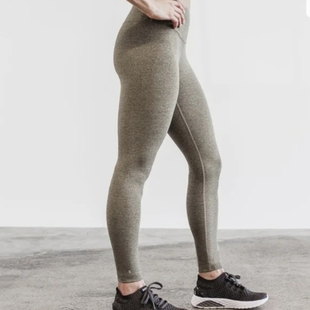 NOBULL Plush Heather Tight Leggings Space Dye Beige Mid Rise Size S